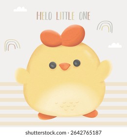 Cute Animal farm character Chick Watercolor