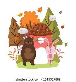 cute animal foliage hello autumn