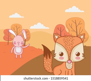 cute animal foliage hello autumn