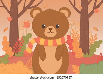 cute animal foliage hello autumn