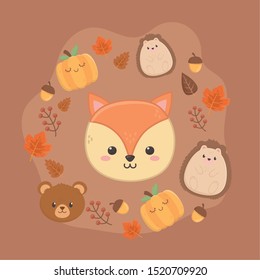 cute animal foliage hello autumn