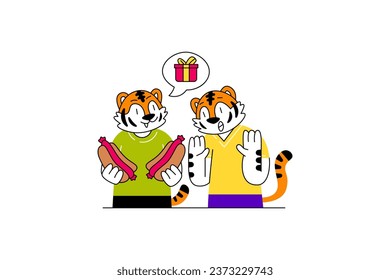 Cute Animal Foodies Illustration Design for your presentation, business, and many more
