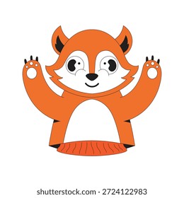 Ilustración de dibujos animados de marionetas de mano de zorro animal lindo