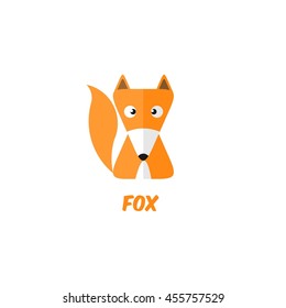 Cute Animal (Fox) Vector Illustration. flat style design