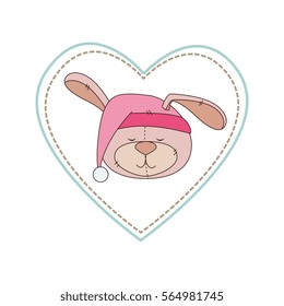 cute animal with frame heart