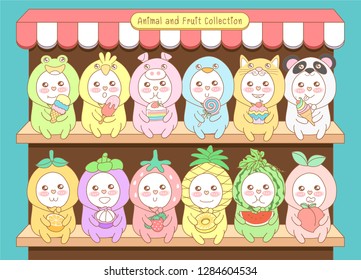 cute animal and fruit collection