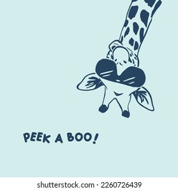 CUTE ANIMAL GIRAFFE PEEKING GRAPHICS