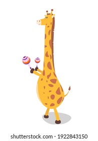 Cute Animal giraffe playing music intrument, vector illustration EPS10