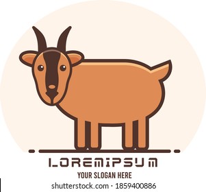 Cute animal goat flat design logo 