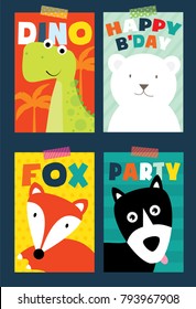 cute animal greeting card collection