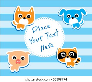 cute animal greeting tag