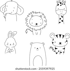 Cute animal half body plotter pack