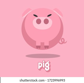 Cute animal. Hand drawn characters.Vector illustration of fat animals with text