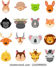 Cute animal head cartoon collection