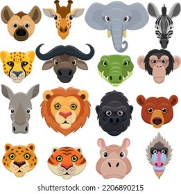 Cute animal head cartoon collection