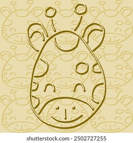 cute animal head giraffe smiling face happy outline allover abstract seamless geometric graphic watercolor pastel  artwork deoration ethnic simple template wallpaper print fabric pattern doodle 

