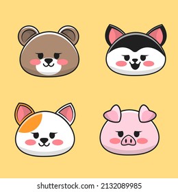 cute animal head icon collection