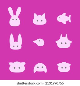 cute animal head icon set. easy editable fit for artprint, fabric and home good.