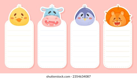 Cute Animal Head and Muzzle Empty Card Vector Template