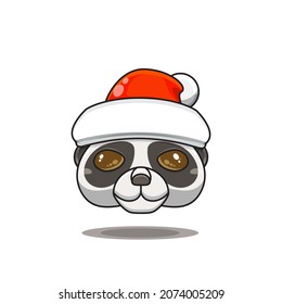 cute animal head with santa hat. Cartoon zoo. cute animal characters in cartoon style. wearing a santa hat. Merry Christmas. a panda wearing a christmas costume.
