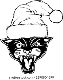 cute animal head with santa hat. Cartoon zoo. cute animal characters in cartoon style. wearing a santa hat.