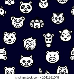 Cute animal head seamless pattern. animal background with line icons