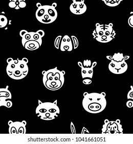 Cute animal head seamless pattern. animal background with line icons