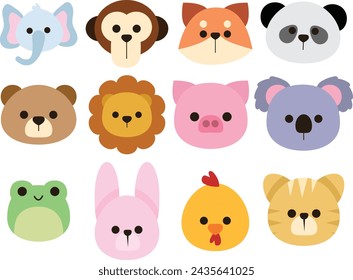 Cute Animal Head Sticker Collection Set