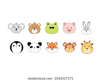 Cute Animal Head Sticker Set 