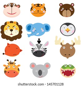 Cute Animal Heads Set