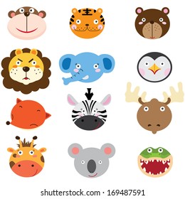 Cute Animal Heads Set
