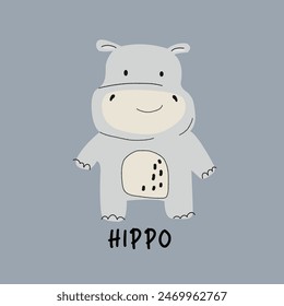 Cute animal Hippo Card for kids vector