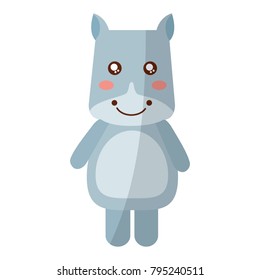 cute animal hippo standing cartoon wildlife