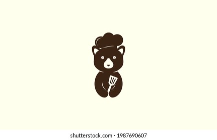 cute animal honey bear with chef logo symbol icon vector graphic design illustration