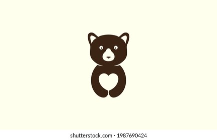 cute animal honey bear with love shape logo symbol icon vector graphic design illustration