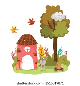 cute animal house hello autumn