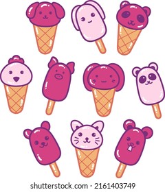 Cute Animal Ice Cream Doodle Illustration For Your Business