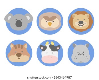 Cute animal icon illustration set
