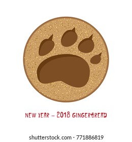 Cute animal icon on white background. Ring badge label paw of dog, bear, cat. Funny christmas cartoon zoo character for celebration card design, sale tags. Vector illustration