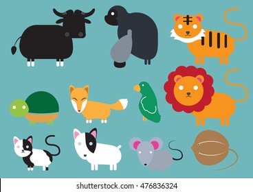 cute animal icon set