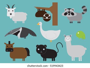 cute animal icon set