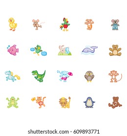 Cute Animal Icon Sticker Set