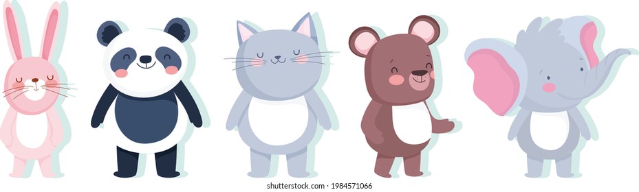 Cute Animal Icon Vector Illustration with white background