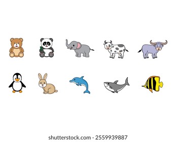 Cute Animal Illustrated Element Set