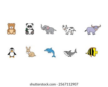 Cute Animal Illustrated Element Set