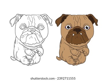 cute animal illustration for book drawing page