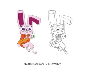 cute animal illustration for book drawing page