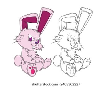 cute animal illustration for book drawing page