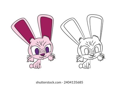 cute animal illustration for book drawing page