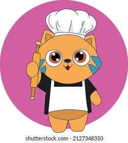 cute animal illustration cute cat chef